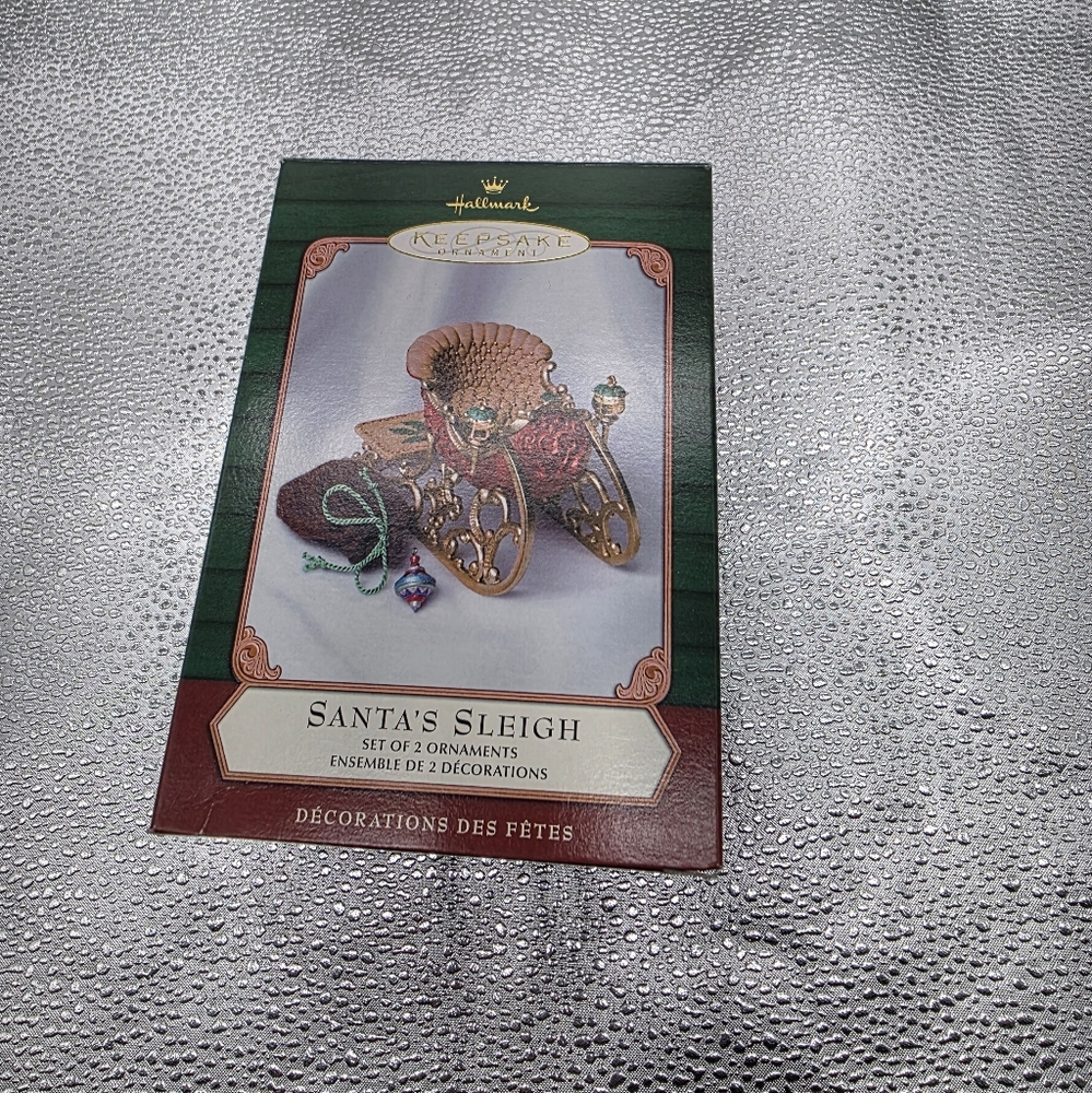 Hallmark Santa's Sleigh Ornament Duo - Red and Green
